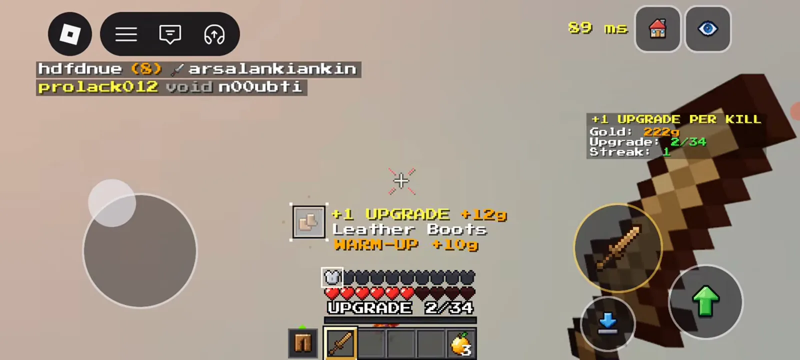 +12g kill banner with WARM-UP +10g tag on Leather Boots upgrade