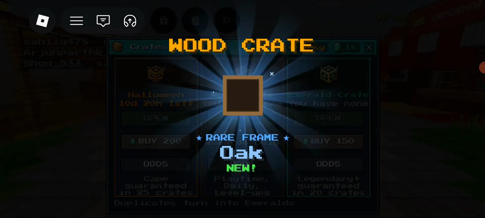 Wood Crate opening RARE FRAME Oak NEW popup +1 Upgrade Per Kill
