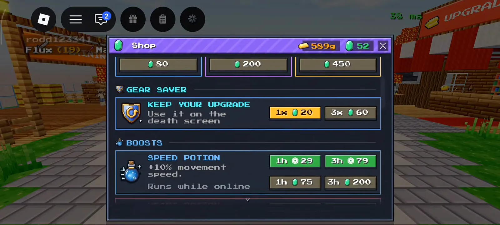 Shop GEAR SAVER KEEP YOUR UPGRADE Emeralds prices in Roblox